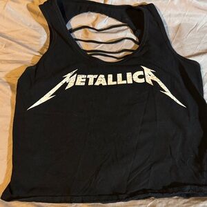 Women's Metallica Black Strappy Back Tank Top